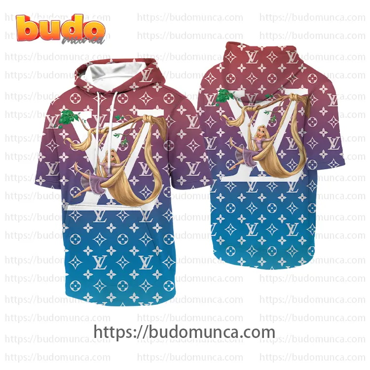 Louisvuitton and rapunzel princess disney happy hooded short sleeve t-shirt gift uninque for kid man women